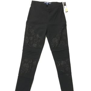 Black floral lace pattern leggings